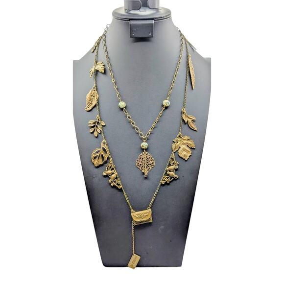 Jet'aime VTG Brass Necklace & Made to Look Antique Filigree Pendant Necklace Lot - Picture 1 of 15